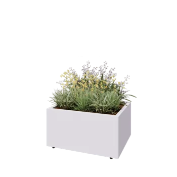 Steel planter - Rectangle - 80 x 60 x 40 cm - RAL9005 matt (white) - With bottom plate - With legs