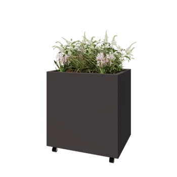 Steel planter - Rectangle - 80 x 60 x 80 cm - Other RAL colour - With bottom plate - With wheels