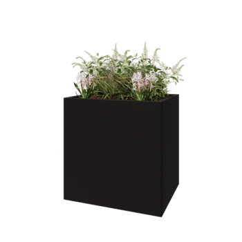 Steel planter - Rectangle - 80 x 60 x 80 cm - RAL9005 matt (black) - With bottom plate