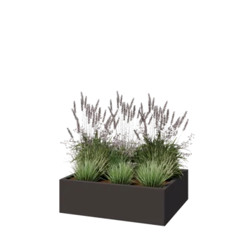 Steel planter - Rectangle - 100 x 80 x 30 cm - RAL7016 matt (anthracite grey) - With bottom plate