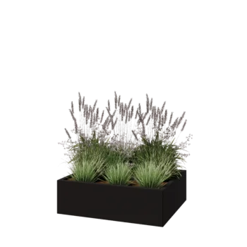 Steel planter - Rectangle - 100 x 80 x 30 cm - RAL9005 matt (black) - Without bottom plate