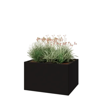 Steel planter - Rectangle - 100 x 80 x 60 cm - RAL9005 matt (black) - With bottom plate