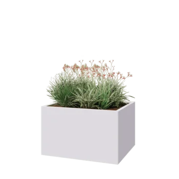 Steel planter - Rectangle - 100 x 80 x 60 cm - RAL9005 matt (white) - With bottom plate