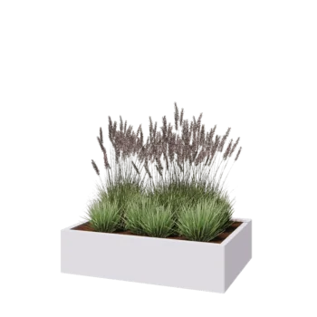 Steel planter - Rectangle - 120 x 80 x 30 cm - RAL9005 matt (white) - With bottom plate