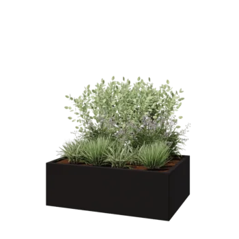 Steel planter - Rectangle - 120 x 80 x 40 cm - RAL9005 matt (black) - Without bottom plate