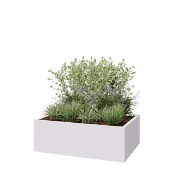 Steel planter - Rectangle - 120 x 80 x 40 cm - RAL9005 matt (white) - With bottom plate
