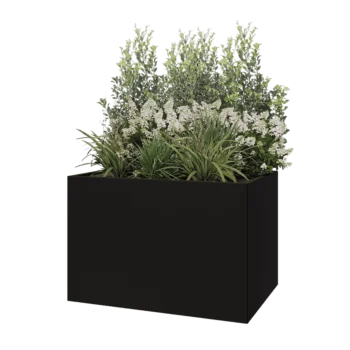 Steel planter - Rectangle - 120 x 80 x 80 cm - RAL9005 matt (black) - With bottom plate