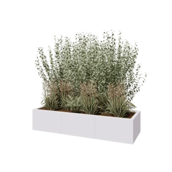 Steel planter XXL - Rectangle - 150 x 50 x 30 cm - RAL9005 matt (white) - With bottom plate