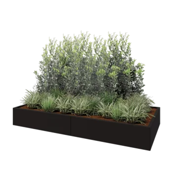 Steel planter XXL - Rectangle - 240 x 100 x 30 cm - RAL9005 matt (black) - With bottom plate