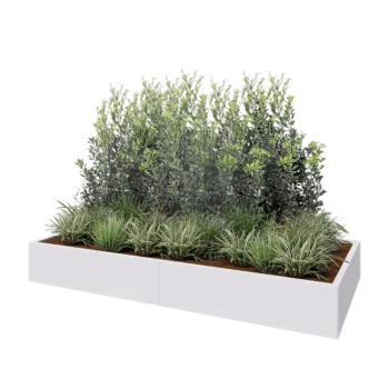 Steel planter XXL - Rectangle - 240 x 100 x 30 cm - RAL9005 matt (white) - With bottom plate