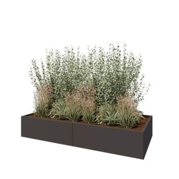 Steel planter XXL - Rectangle - 240 x 100 x 40 cm - RAL7016 matt (anthracite grey) - With bottom plate