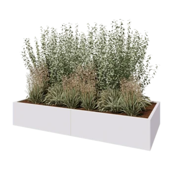 Steel planter XXL - Rectangle - 240 x 100 x 40 cm - RAL9005 matt (white) - With bottom plate