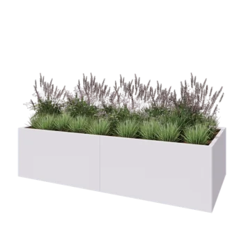 Steel planter XXL - Rectangle - 240 x 100 x 60 cm - RAL9005 matt (white) - With bottom plate