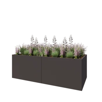 Steel planter XXL - Rectangle - 240 x 100 x 80 cm - RAL7016 matt (anthracite grey) - With bottom plate
