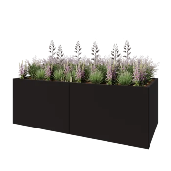 Steel planter XXL - Rectangle - 240 x 100 x 80 cm - RAL9005 matt (black) - Without bottom plate