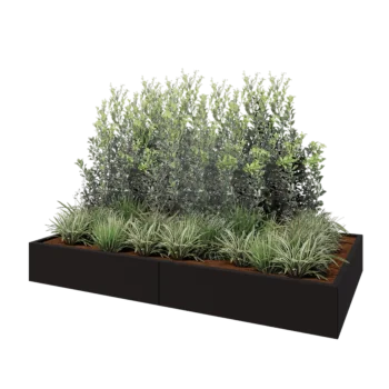 Steel planter XXL - Rectangle - 240 x 120 x 30 cm - RAL9005 matt (black) - Without bottom plate