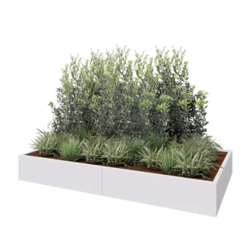 Steel planter XXL - Rectangle - 240 x 120 x 30 cm - RAL9005 matt (white) - With bottom plate
