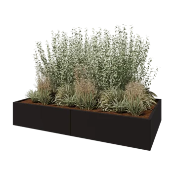 Steel planter XXL - Rectangle - 240 x 120 x 40 cm - RAL9005 matt (black) - Without bottom plate