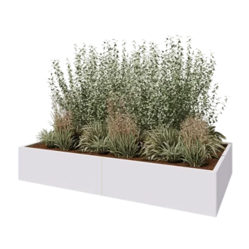Steel planter XXL - Rectangle - 240 x 120 x 40 cm - RAL9005 matt (white) - With bottom plate