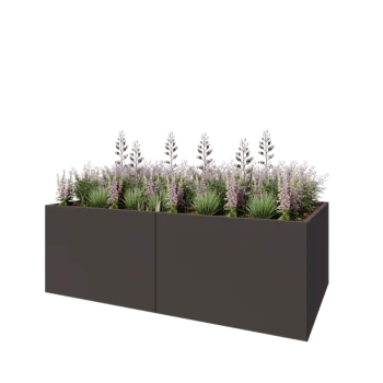 Steel planter XXL - Rectangle - 240 x 120 x 80 cm - RAL7016 matt (anthracite grey) - With bottom plate