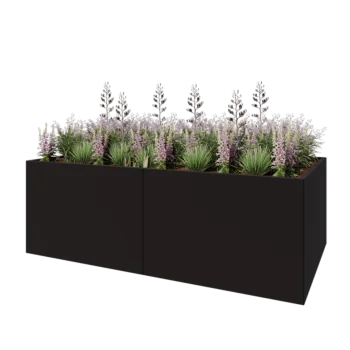 Steel planter XXL - Rectangle - 240 x 120 x 80 cm - RAL9005 matt (black) - With bottom plate