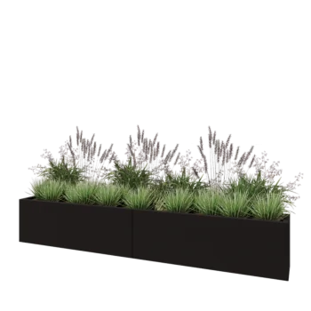 Steel planter XXL - Rectangle - 240 x 30 x 40 cm - RAL9005 matt (black) - Without bottom plate