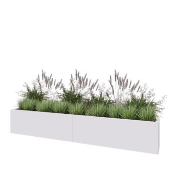 Steel planter XXL - Rectangle - 240 x 30 x 40 cm - RAL9005 matt (white) - With bottom plate