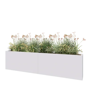 Steel planter XXL - Rectangle - 240 x 30 x 60 cm - RAL9005 matt (white) - With bottom plate