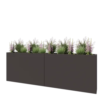 Steel planter XXL - Rectangle - 240 x 30 x 80 cm - RAL7016 matt (anthracite grey) - With bottom plate