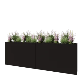 Steel planter XXL - Rectangle - 240 x 30 x 80 cm - RAL9005 matt (black) - Without bottom plate
