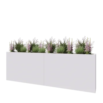 Steel planter XXL - Rectangle - 240 x 30 x 80 cm - RAL9005 matt (white) - With bottom plate