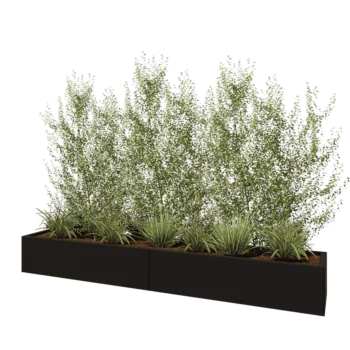 Steel planter XXL - Rectangle - 240 x 40 x 30 cm - RAL9005 matt (black) - Without bottom plate