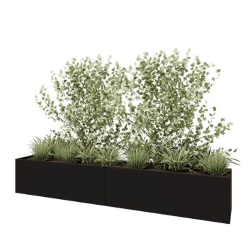 Steel planter XXL - Rectangle - 240 x 40 x 40 cm - RAL9005 matt (black) - With bottom plate