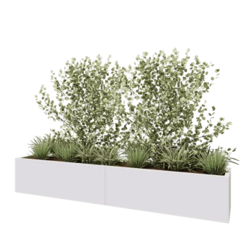 Steel planter XXL - Rectangle - 240 x 40 x 40 cm - RAL9005 matt (white) - Without bottom plate