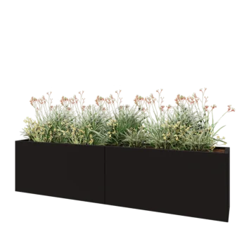 Steel planter XXL - Rectangle - 240 x 40 x 60 cm - RAL9005 matt (black) - Without bottom plate