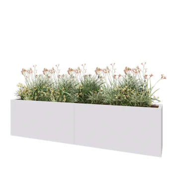 Steel planter XXL - Rectangle - 240 x 40 x 60 cm - RAL9005 matt (white) - Without bottom plate