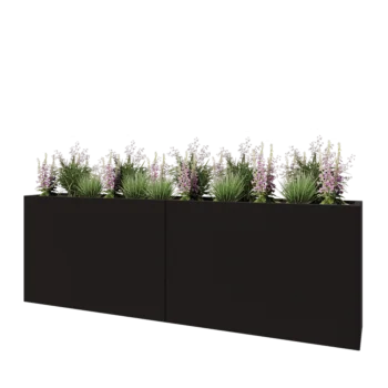 Steel planter XXL - Rectangle - 240 x 40 x 80 cm - RAL9005 matt (black) - Without bottom plate