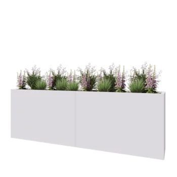 Steel planter XXL - Rectangle - 240 x 40 x 80 cm - RAL9005 matt (white) - With bottom plate