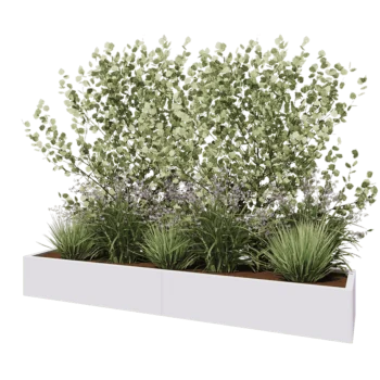 Steel planter XXL - Rectangle - 240 x 50 x 30 cm - RAL9005 matt (white) - Without bottom plate