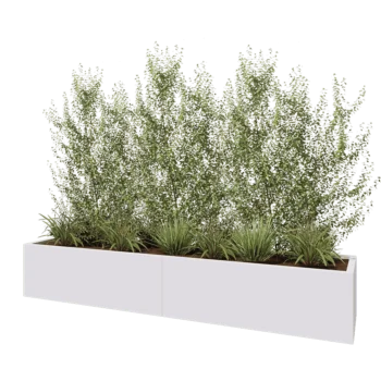Steel planter XXL - Rectangle - 240 x 50 x 40 cm - RAL9005 matt (white) - With bottom plate