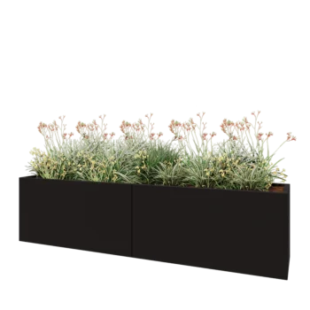 Steel planter XXL - Rectangle - 240 x 50 x 60 cm - RAL9005 matt (black) - With bottom plate