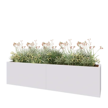 Steel planter XXL - Rectangle - 240 x 50 x 60 cm - RAL9005 matt (white) - With bottom plate
