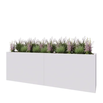Steel planter XXL - Rectangle - 240 x 50 x 80 cm - RAL9005 matt (white) - With bottom plate