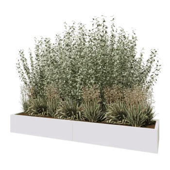 Steel planter XXL - Rectangle - 240 x 60 x 30 cm - RAL9005 matt (white) - With bottom plate