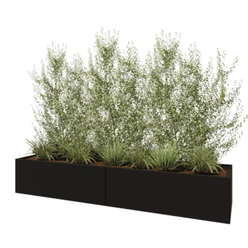 Steel planter XXL - Rectangle - 240 x 60 x 40 cm - RAL9005 matt (black) - With bottom plate