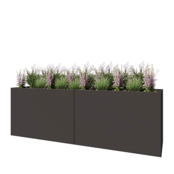 Steel planter XXL - Rectangle - 240 x 60 x 80 cm - RAL7016 matt (anthracite grey) - With bottom plate