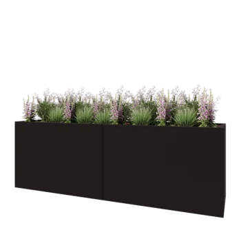 Steel planter XXL - Rectangle - 240 x 60 x 80 cm - RAL9005 matt (black) - Without bottom plate