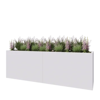 Steel planter XXL - Rectangle - 240 x 60 x 80 cm - RAL9005 matt (white) - Without bottom plate
