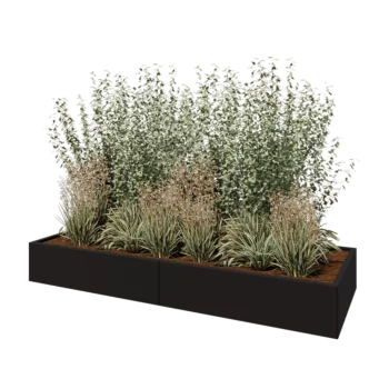 Steel planter XXL - Rectangle - 240 x 80 x 30 cm - RAL9005 matt (black) - Without bottom plate