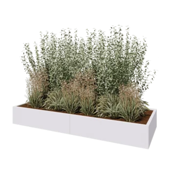 Steel planter XXL - Rectangle - 240 x 80 x 30 cm - RAL9005 matt (white) - Without bottom plate